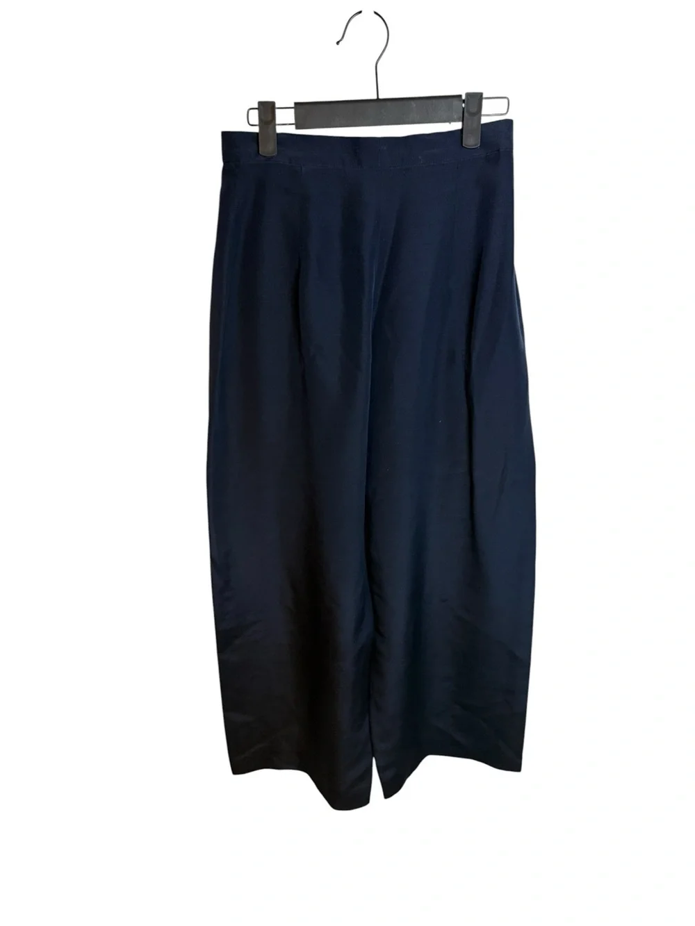 Emanuel Ungaro Navy Blue Vintage Silk Wool Pleated Lightweight Wide Leg Pants